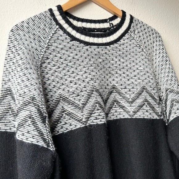 Bonobos SLIM FIT REVERSE FAIR ISLE SWEATER IN SNOW Gray/ BLACK Sz XL - Picture 6 of 15